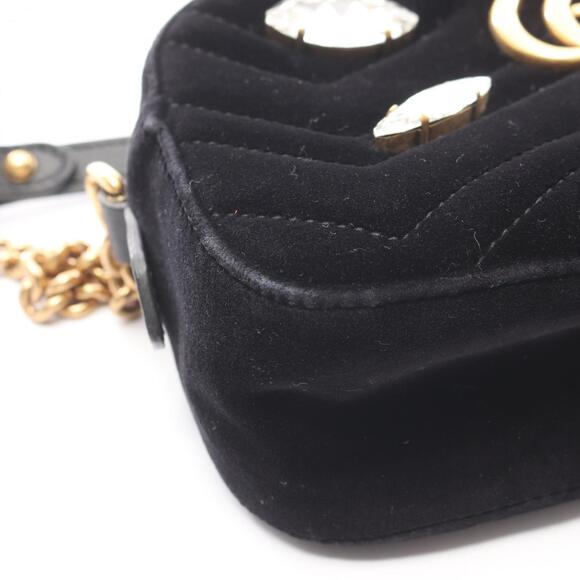 GUCCI Black Leather GG Marmont Shoulder Bag - Picture 7 of 9